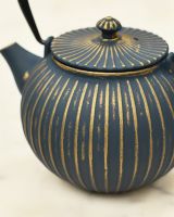 Blue & Gold "Ushirode Kyusu" Japanese Style Teapot