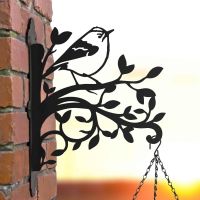 Steel Hanging Basket Bracket with Goldcrest on Branches Topper