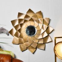 Golden Flower Design with Mirror in the Center 