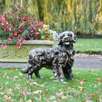 Golden Retriever Antique Gold Sculpture in Situ in the Gardem