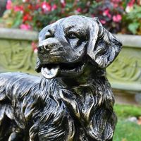 Close-up of the Had of the Golden Retriever Antique Gold Sculpture