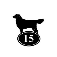 Golden Retriever Iron House Number Sign Finished in Black