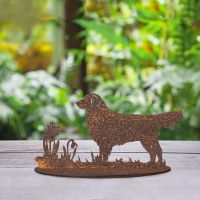 Golden Retriever Rustic Garden Silhouette Ornament in Situ