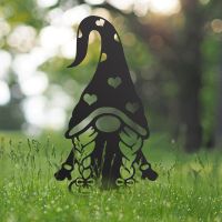 Gonk Gnome With Heart Hat Silhouette in Situ in the Garden Gonk Gnome With Heart Hat Silhouette in Situ in the Garden