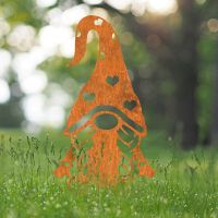 Gonk Gnome With Heart Hat Silhouette in Situ in the Garden