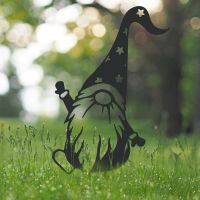 Gonk Gnome With Star Hat Silhouette in Situ in the Garden