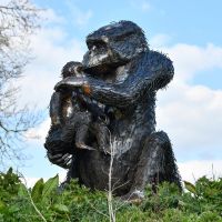 Gorilla with Baby Sculpture in Situ