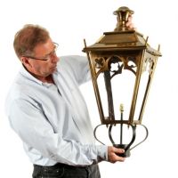 Gothic Style Lantern Finished in Brass Gothic Style Lantern Finished in Brass