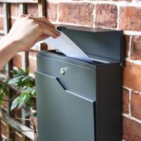 Letter Flap in Use on Granite Grey "Staggered" Wall Mounted Post Box & Newspaper Holder Letter Flap in Use on Granite Grey "Staggered" Wall Mounted Post Box & Newspaper Holder