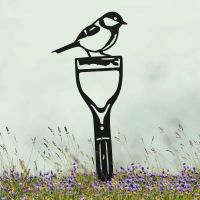 Black Sheet Steel Silhouette with Great Tit Bird Motif