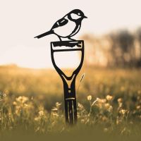 Great Tit Bird Sheet Steel Silhouette in Black Finish in Situ