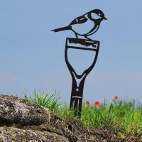 Black Sheet Steel Silhouette with Great Tit Bird Design