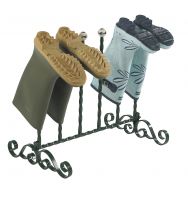 Racing green three pair welly rack with hand painted ceramic balls