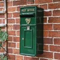 Green & Gold "Irish Harp" Slim Wall Mounted Post and Parcel Box