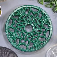 Heavy Duty Cast Iron Round Trivet Finished in Green