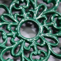 Ornate Design on the Green Heavy Duty Cast Iron Round Trivet