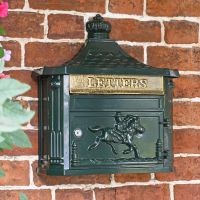 Green "Odell" Wall Mounted Post Box in Situ