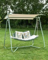 Green Rattan Swing Seat Three Quarter View