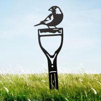 Greenfinch Bird Sheet Steel Silhouette in Black Finish in Situ