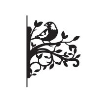 Close-Up of Greenfinch & Branches Steel Hanging Basket Bracket