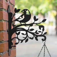 Steel Hanging Basket Bracket with Greenfinch & Branches Topper