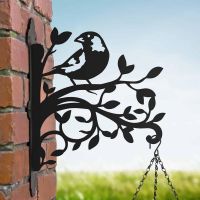 Steel Hanging Basket Bracket with Greenfinch & Branches Motif