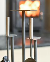 Close Up Of Grey Contemporary "Podium" Two Piece Companion Set Handles