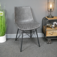 Grey Leather Dining Chair in Situ