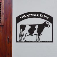 Steel Dairy Cow House Name Sign On Grey Background  Steel Dairy Cow House Name Sign On Grey Background