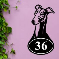 Greyhound Dog Iron House number Sign 