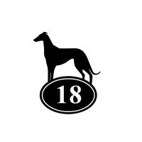 Greyhound Iron House Number Sign On White Background 