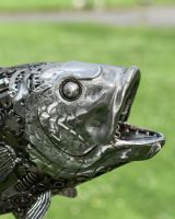 Close up of Recycled Metal Grouper Sculpture eye Close up of Recycled Metal Grouper Sculpture eye