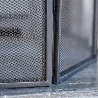 Close up of metal framework and mesh netting Close up of metal framework and mesh netting