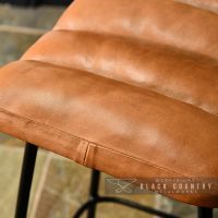 Close-up of the Natural Brown Buffalo Leather Bar Stool
