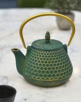 "Hachi" Green and Gold Cast Iron Japanese Style Teapot