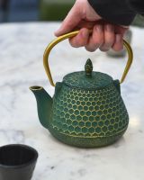Scale image of "Hachi" Green and Gold Cast Iron Japanese Style Teapot