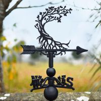Cast Iron & Steel Half Moon "Tree of Life" Weathervane in Situ