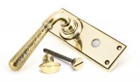 Hammered Aged Brass Lever Bathroom Door Handle & Thumbturn