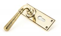 Hammered Aged Brass Lever Euro Door Handle Side View Hammered Aged Brass Lever Euro Door Handle Side View