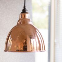 Hammered Copper Bowl-Style Pendant Hanging Light in Situ