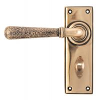 Hammered Polished Copper Lever Bathroom Door Handle