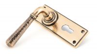 Hammered Polished Copper Lever Euro Door Handle