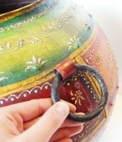 Hand Painted Cultural Style Iron Planter Hand Painted Cultural Style Iron Planter