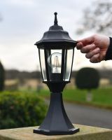 Black Pillar light In Situ with Hand For Scale 