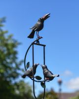 Hand Painted Blackbirds on Rocking Garden Spike 