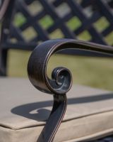 The "St. Regis" 6-Seater Outdoor Dining Set - Antique Copper Chair Arm Close Up The "St. Regis" 6-Seater Outdoor Dining Set - Antique Copper Chair Arm Close Up