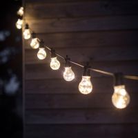Hanging Bulb Lights in Use at Night