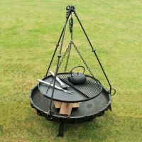 Hanging Tripod Cooking Plate For Fire Bowl in Situ