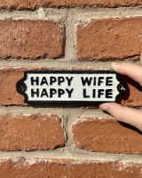 Cast iron happy wife happy life wall sign