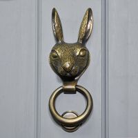 Rabbit Door Knocker in Antique Brass 